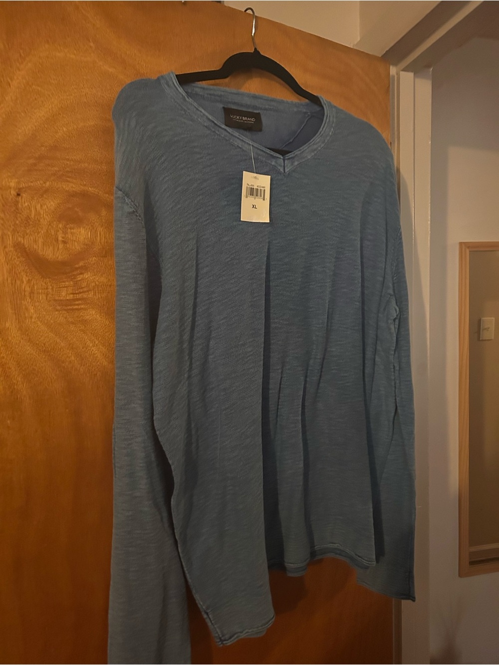 Lucky Brand Heathered Blue Long Sleeve Top